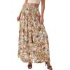 imagePRETTYGARDEN 2026 Summer Maxi Long Skirts for Women Trendy Boho Floral High Waisted Slit Flowy Travel Beach Vacation ClothesFloral Multicolored