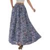 imagePRETTYGARDEN 2026 Summer Maxi Long Skirts for Women Trendy Boho Floral High Waisted Slit Flowy Travel Beach Vacation ClothesFloral Navy Multicolored