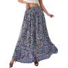 imagePRETTYGARDEN 2026 Summer Maxi Long Skirts for Women Trendy Boho Floral High Waisted Slit Flowy Travel Beach Vacation ClothesFloral Navy Multicolored