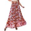 imagePRETTYGARDEN 2026 Summer Maxi Long Skirts for Women Trendy Boho Floral High Waisted Slit Flowy Travel Beach Vacation ClothesFloral Red Purple