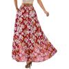 imagePRETTYGARDEN 2026 Summer Maxi Long Skirts for Women Trendy Boho Floral High Waisted Slit Flowy Travel Beach Vacation ClothesFloral Red Purple