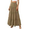 imagePRETTYGARDEN Boho Maxi Skirts for Women Trendy Summer 2026 Spring Long Flowy A Line Tiered Skirt Beach Vacation Clothes DressArmy Green