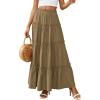 imagePRETTYGARDEN Boho Maxi Skirts for Women Trendy Summer 2026 Spring Long Flowy A Line Tiered Skirt Beach Vacation Clothes DressArmy Green