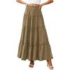 imagePRETTYGARDEN Boho Maxi Skirts for Women Trendy Summer 2026 Spring Long Flowy A Line Tiered Skirt Beach Vacation Clothes DressArmy Green