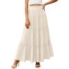 imagePRETTYGARDEN Boho Maxi Skirts for Women Trendy Summer 2026 Spring Long Flowy A Line Tiered Skirt Beach Vacation Clothes DressBeige