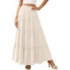 imagePRETTYGARDEN Boho Maxi Skirts for Women Trendy Summer 2026 Spring Long Flowy A Line Tiered Skirt Beach Vacation Clothes DressBeige