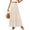 imagePRETTYGARDEN Boho Maxi Skirts for Women Trendy Summer 2026 Spring Long Flowy A Line Tiered Skirt Beach Vacation Clothes DressBeige