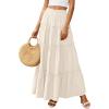 imagePRETTYGARDEN Boho Maxi Skirts for Women Trendy Summer 2026 Spring Long Flowy A Line Tiered Skirt Beach Vacation Clothes DressBeige