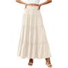 imagePRETTYGARDEN Boho Maxi Skirts for Women Trendy Summer 2026 Spring Long Flowy A Line Tiered Skirt Beach Vacation Clothes DressBeige