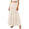 imagePRETTYGARDEN Boho Maxi Skirts for Women Trendy Summer 2026 Spring Long Flowy A Line Tiered Skirt Beach Vacation Clothes DressBeige