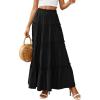 imagePRETTYGARDEN Boho Maxi Skirts for Women Trendy Summer 2026 Spring Long Flowy A Line Tiered Skirt Beach Vacation Clothes DressBlack