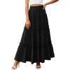 imagePRETTYGARDEN Boho Maxi Skirts for Women Trendy Summer 2026 Spring Long Flowy A Line Tiered Skirt Beach Vacation Clothes DressBlack