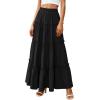 imagePRETTYGARDEN Boho Maxi Skirts for Women Trendy Summer 2026 Spring Long Flowy A Line Tiered Skirt Beach Vacation Clothes DressBlack