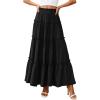 imagePRETTYGARDEN Boho Maxi Skirts for Women Trendy Summer 2026 Spring Long Flowy A Line Tiered Skirt Beach Vacation Clothes DressBlack