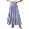 imagePRETTYGARDEN Boho Maxi Skirts for Women Trendy Summer 2026 Spring Long Flowy A Line Tiered Skirt Beach Vacation Clothes DressBlue