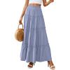 imagePRETTYGARDEN Boho Maxi Skirts for Women Trendy Summer 2026 Spring Long Flowy A Line Tiered Skirt Beach Vacation Clothes DressBlue