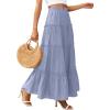 imagePRETTYGARDEN Boho Maxi Skirts for Women Trendy Summer 2026 Spring Long Flowy A Line Tiered Skirt Beach Vacation Clothes DressBlue