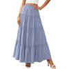 imagePRETTYGARDEN Boho Maxi Skirts for Women Trendy Summer 2026 Spring Long Flowy A Line Tiered Skirt Beach Vacation Clothes DressBlue