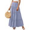 imagePRETTYGARDEN Boho Maxi Skirts for Women Trendy Summer 2026 Spring Long Flowy A Line Tiered Skirt Beach Vacation Clothes DressBlue
