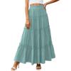 imagePRETTYGARDEN Boho Maxi Skirts for Women Trendy Summer 2026 Spring Long Flowy A Line Tiered Skirt Beach Vacation Clothes DressBlue Green