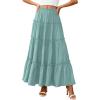 imagePRETTYGARDEN Boho Maxi Skirts for Women Trendy Summer 2026 Spring Long Flowy A Line Tiered Skirt Beach Vacation Clothes DressBlue Green