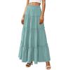 imagePRETTYGARDEN Boho Maxi Skirts for Women Trendy Summer 2026 Spring Long Flowy A Line Tiered Skirt Beach Vacation Clothes DressBlue Green