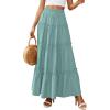 imagePRETTYGARDEN Boho Maxi Skirts for Women Trendy Summer 2026 Spring Long Flowy A Line Tiered Skirt Beach Vacation Clothes DressBlue Green