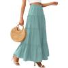 imagePRETTYGARDEN Boho Maxi Skirts for Women Trendy Summer 2026 Spring Long Flowy A Line Tiered Skirt Beach Vacation Clothes DressBlue Green