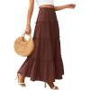 imagePRETTYGARDEN Boho Maxi Skirts for Women Trendy Summer 2026 Spring Long Flowy A Line Tiered Skirt Beach Vacation Clothes DressBrown