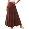 imagePRETTYGARDEN Boho Maxi Skirts for Women Trendy Summer 2026 Spring Long Flowy A Line Tiered Skirt Beach Vacation Clothes DressBrown