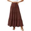 imagePRETTYGARDEN Boho Maxi Skirts for Women Trendy Summer 2026 Spring Long Flowy A Line Tiered Skirt Beach Vacation Clothes DressBrown