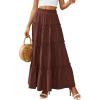 imagePRETTYGARDEN Boho Maxi Skirts for Women Trendy Summer 2026 Spring Long Flowy A Line Tiered Skirt Beach Vacation Clothes DressBrown