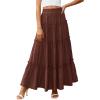 imagePRETTYGARDEN Boho Maxi Skirts for Women Trendy Summer 2026 Spring Long Flowy A Line Tiered Skirt Beach Vacation Clothes DressBrown
