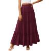 imagePRETTYGARDEN Boho Maxi Skirts for Women Trendy Summer 2026 Spring Long Flowy A Line Tiered Skirt Beach Vacation Clothes DressBurgundy
