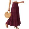 imagePRETTYGARDEN Boho Maxi Skirts for Women Trendy Summer 2026 Spring Long Flowy A Line Tiered Skirt Beach Vacation Clothes DressBurgundy