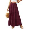 imagePRETTYGARDEN Boho Maxi Skirts for Women Trendy Summer 2026 Spring Long Flowy A Line Tiered Skirt Beach Vacation Clothes DressBurgundy