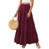 imagePRETTYGARDEN Boho Maxi Skirts for Women Trendy Summer 2026 Spring Long Flowy A Line Tiered Skirt Beach Vacation Clothes DressBurgundy