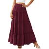 imagePRETTYGARDEN Boho Maxi Skirts for Women Trendy Summer 2026 Spring Long Flowy A Line Tiered Skirt Beach Vacation Clothes DressBurgundy
