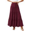 imagePRETTYGARDEN Boho Maxi Skirts for Women Trendy Summer 2026 Spring Long Flowy A Line Tiered Skirt Beach Vacation Clothes DressBurgundy