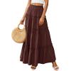 imagePRETTYGARDEN Boho Maxi Skirts for Women Trendy Summer 2026 Spring Long Flowy A Line Tiered Skirt Beach Vacation Clothes DressDark Brown