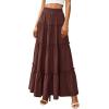imagePRETTYGARDEN Boho Maxi Skirts for Women Trendy Summer 2026 Spring Long Flowy A Line Tiered Skirt Beach Vacation Clothes DressDark Brown