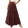 imagePRETTYGARDEN Boho Maxi Skirts for Women Trendy Summer 2026 Spring Long Flowy A Line Tiered Skirt Beach Vacation Clothes DressDark Brown