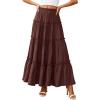 imagePRETTYGARDEN Boho Maxi Skirts for Women Trendy Summer 2026 Spring Long Flowy A Line Tiered Skirt Beach Vacation Clothes DressDark Brown