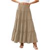 imagePRETTYGARDEN Boho Maxi Skirts for Women Trendy Summer 2026 Spring Long Flowy A Line Tiered Skirt Beach Vacation Clothes DressKhaki