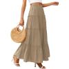 imagePRETTYGARDEN Boho Maxi Skirts for Women Trendy Summer 2026 Spring Long Flowy A Line Tiered Skirt Beach Vacation Clothes DressKhaki