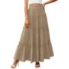 imagePRETTYGARDEN Boho Maxi Skirts for Women Trendy Summer 2026 Spring Long Flowy A Line Tiered Skirt Beach Vacation Clothes DressKhaki