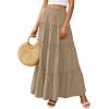 imagePRETTYGARDEN Boho Maxi Skirts for Women Trendy Summer 2026 Spring Long Flowy A Line Tiered Skirt Beach Vacation Clothes DressKhaki