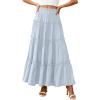 imagePRETTYGARDEN Boho Maxi Skirts for Women Trendy Summer 2026 Spring Long Flowy A Line Tiered Skirt Beach Vacation Clothes DressLight Blue
