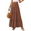 imagePRETTYGARDEN Boho Maxi Skirts for Women Trendy Summer 2026 Spring Long Flowy A Line Tiered Skirt Beach Vacation Clothes DressLight Brown