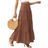 imagePRETTYGARDEN Boho Maxi Skirts for Women Trendy Summer 2026 Spring Long Flowy A Line Tiered Skirt Beach Vacation Clothes DressLight Brown